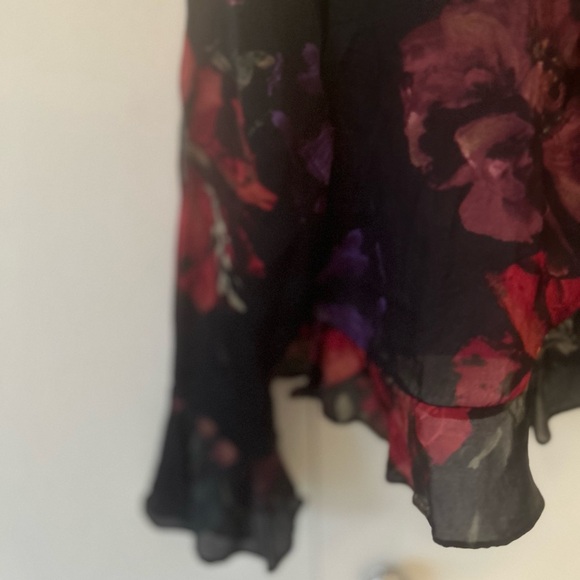 Ralph Lauren sheer Silk ruffle trim Floral Blouse 6P - Picture 4 of 9